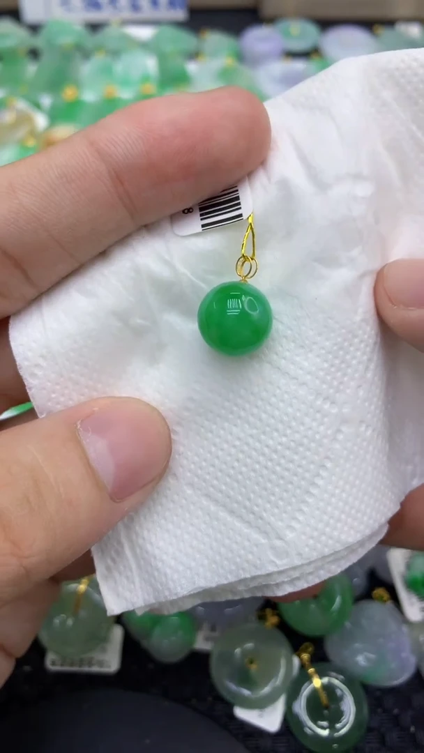 颈饰18K金镶嵌翡翠天然缅甸A货翡翠
