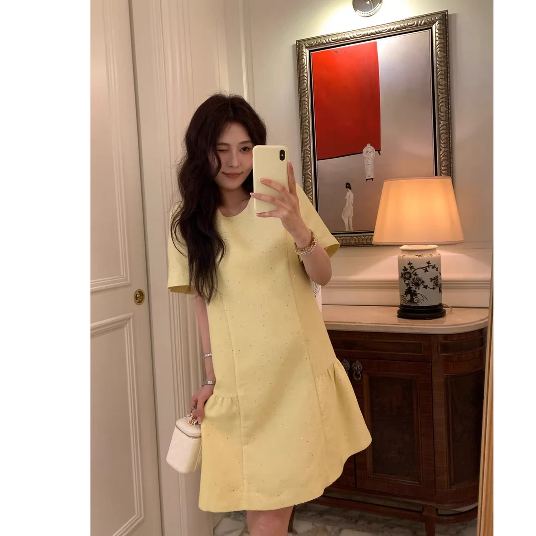 【NAZ微胖大码定制】夏季法式时尚小香风重工设计显瘦连衣裙