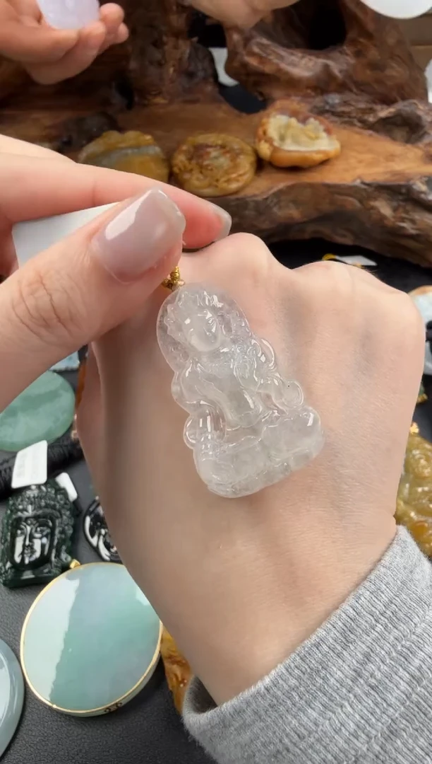 吊坠(不含链)18K金镶嵌翡翠翡翠饰品-284