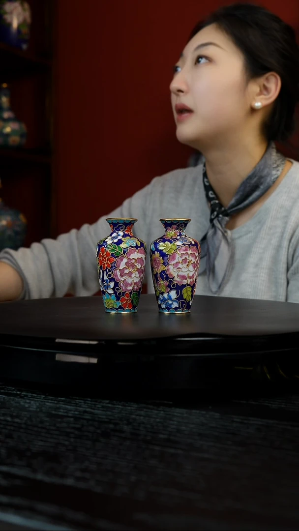 非遗景泰蓝 花丝对瓶