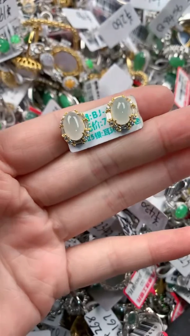 银S925镶嵌戒指翡翠10-10-10    10
