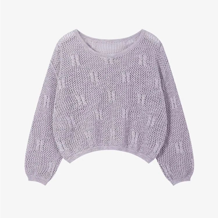 羊城故事-慵懒风镂空圆领毛衣新款甜美减龄宽松显瘦上衣Y41247689