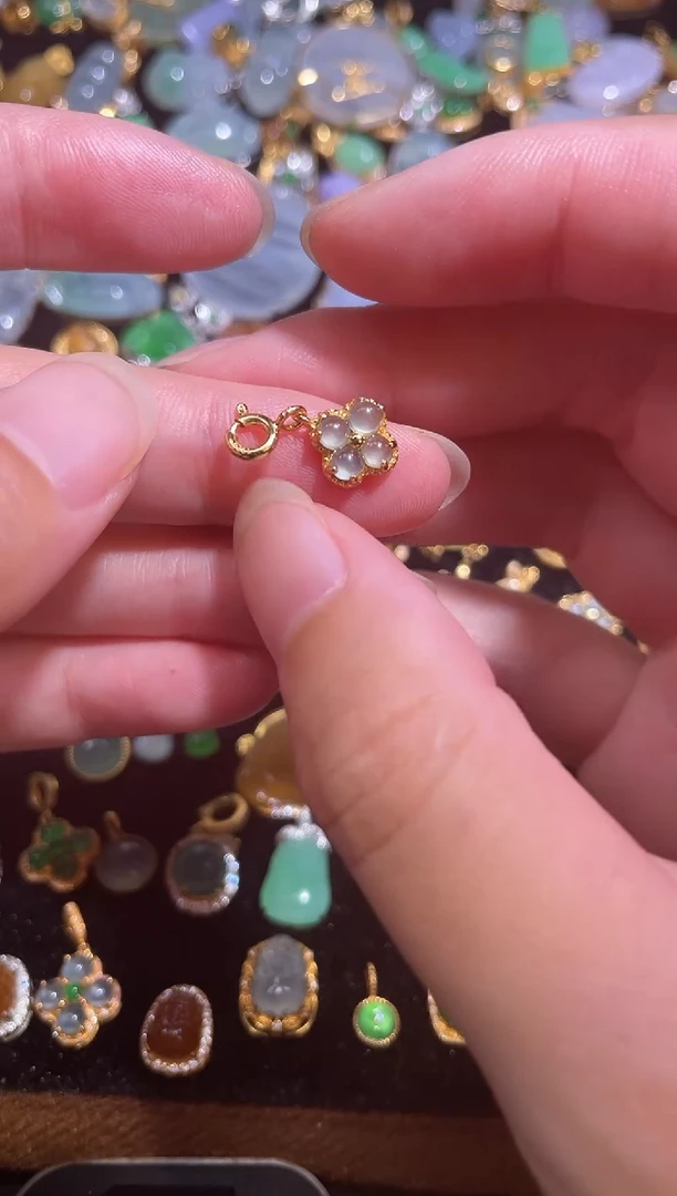 吊坠(不含链)银S925镶嵌翡翠天然a货翡翠