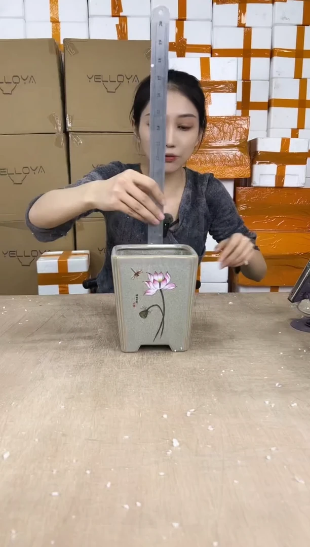 四方淡黄荷花中号14x16