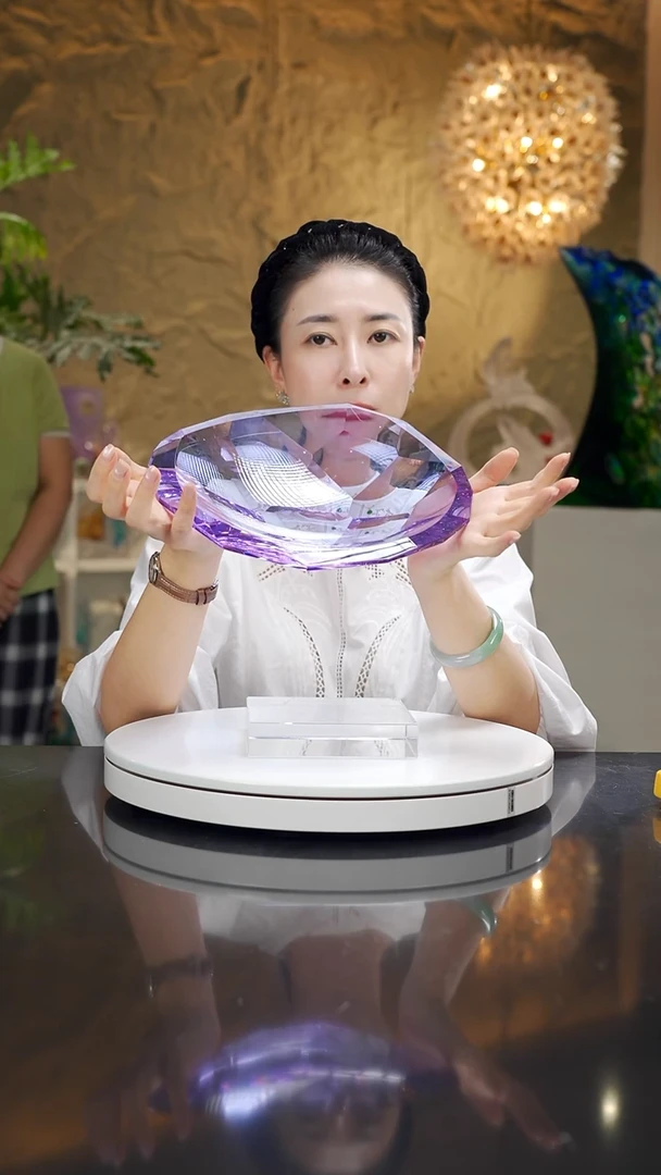 手工艺品琉璃金紫色不规则切面果盘