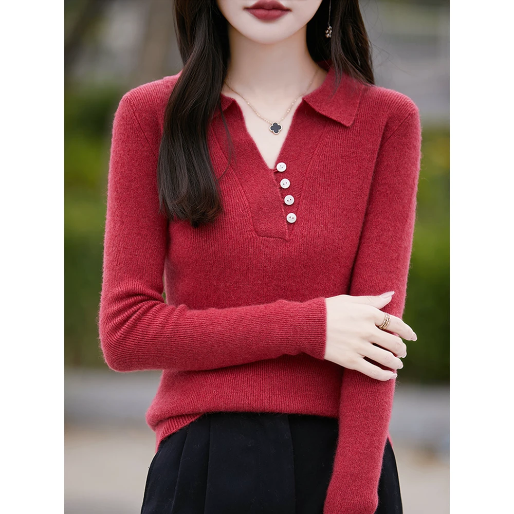 知性干练加厚100%羊毛翻领暖柔羊毛衫JYSDGZ381 221026