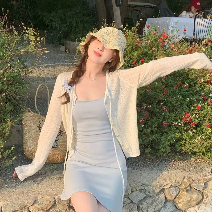 紫色开衫2025新款夏季薄款针织外套女吊带外搭防晒罩衫上衣