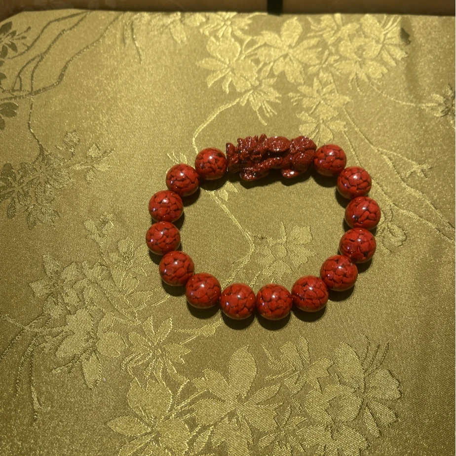 含辰砂工艺品朱砂晶体砂貔貅12mm手串（多样性发1件）