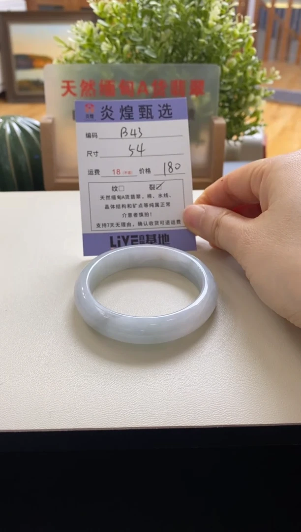 未镶嵌手镯翡翠圈口53.8编码b43