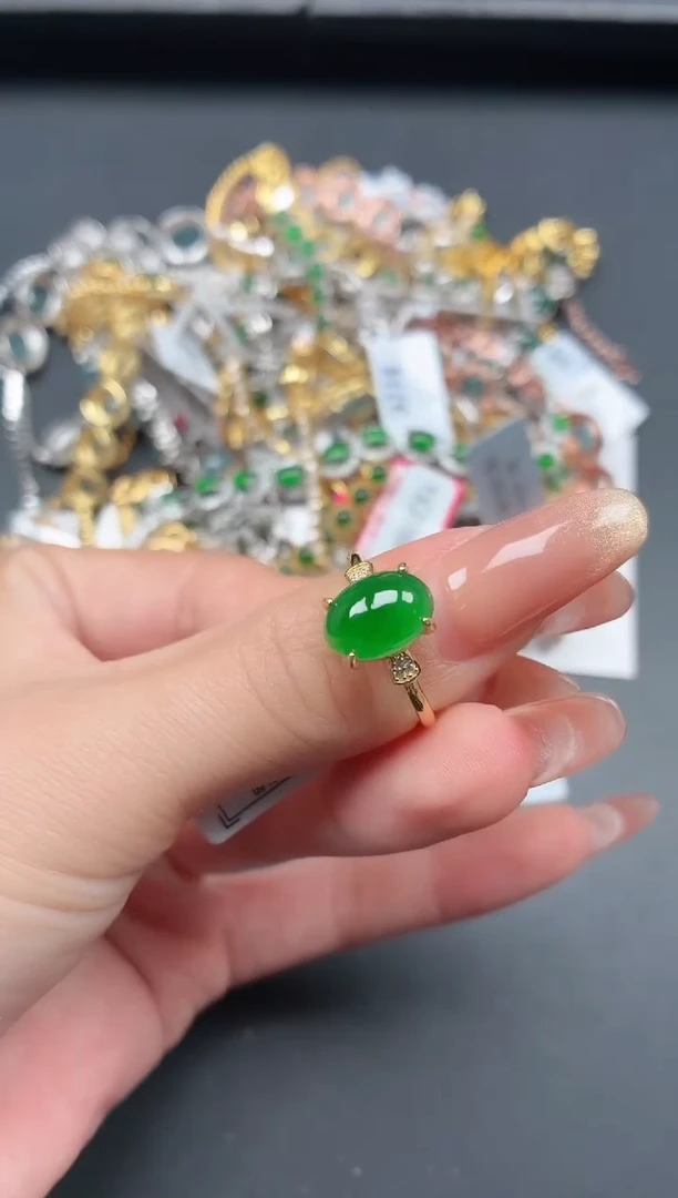 银S925镶嵌戒指翡翠111