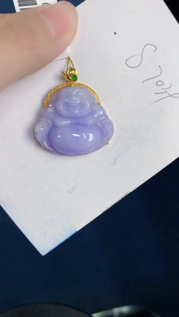 颈饰18K金镶嵌翡翠天然翡翠缅甸A货