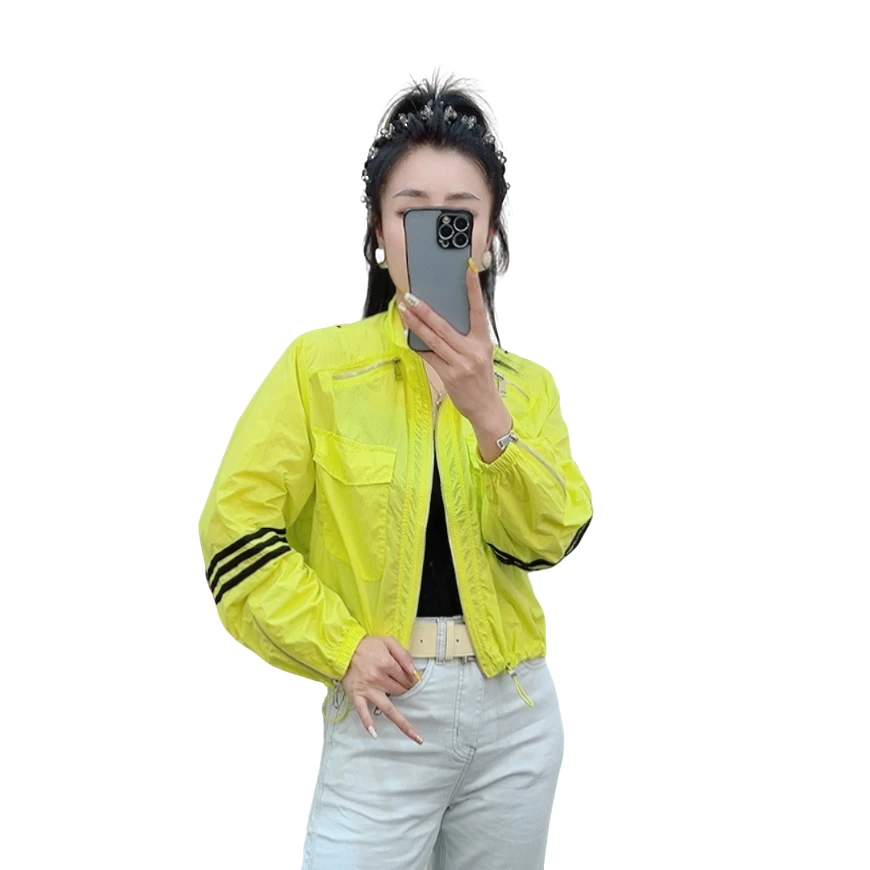 莉丽佳807款女装夏季长袖立领单层包边抽绳短外套时尚洋气休闲版