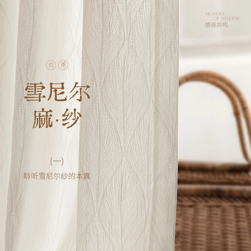 醋酸麻雪尼尔纱帘透光不透人窗帘客厅高级感法式阳台飘窗新款窗纱