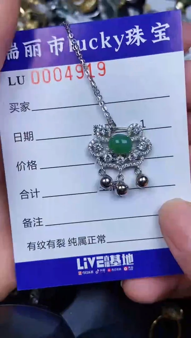 翡翠银S925镶嵌颈饰4919