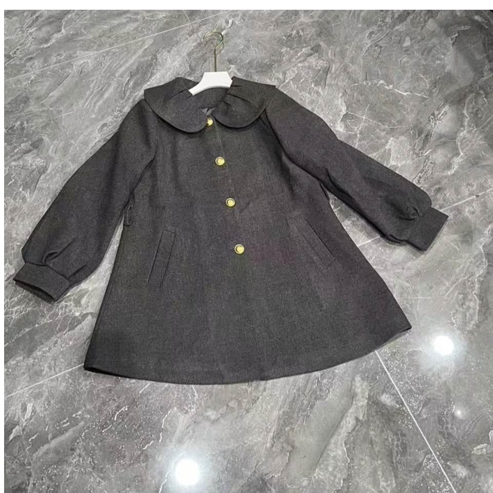 2024秋冬新款气质娃娃领毛呢外套夹棉风衣洋气时尚显瘦8333-2长74