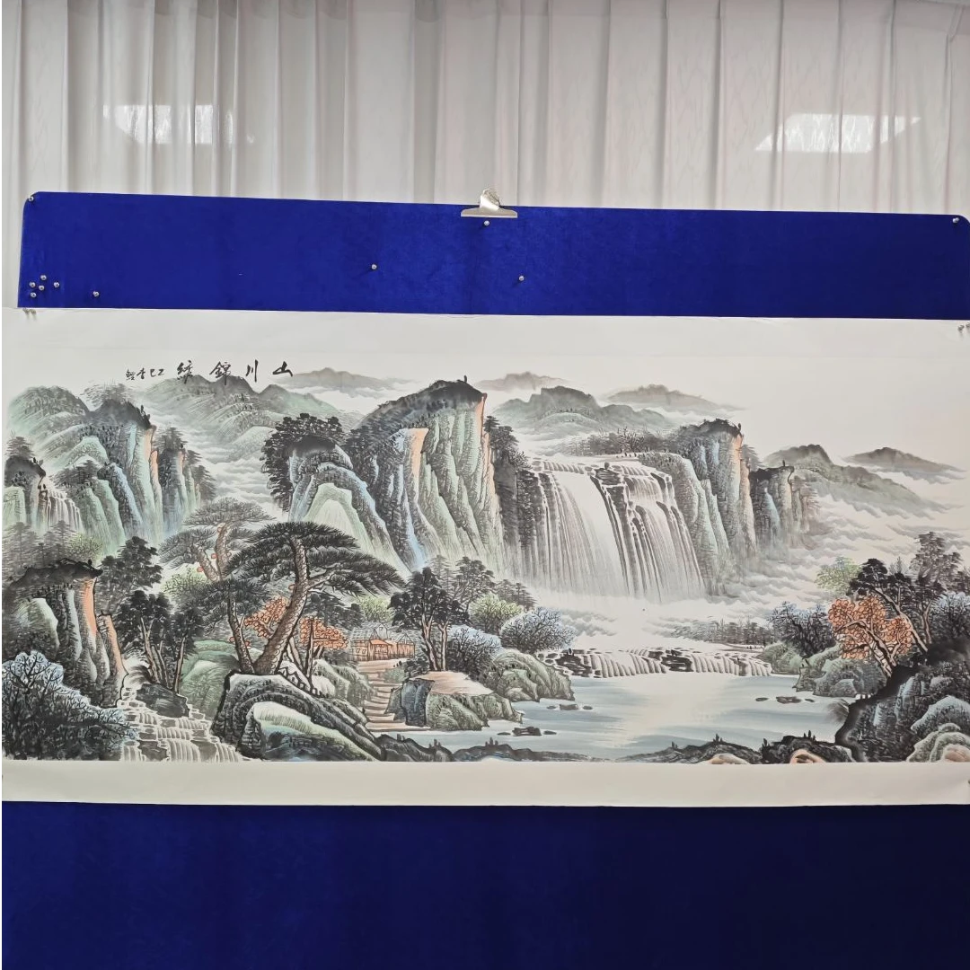 山川y李鲤手绘作品画芯尺寸240cm*100cm