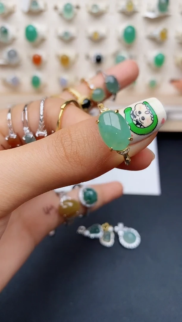 【闪购商品】翡翠戒指银S925镶嵌缅甸翡翠