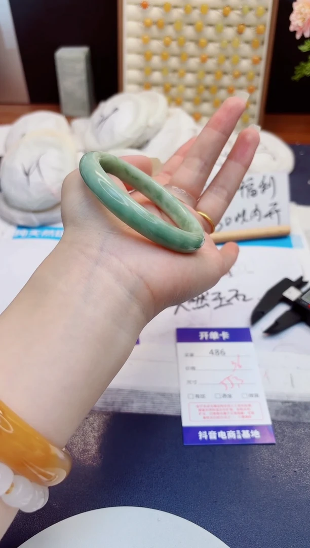 未镶嵌手镯石英质玉486-翠玉-圈口55