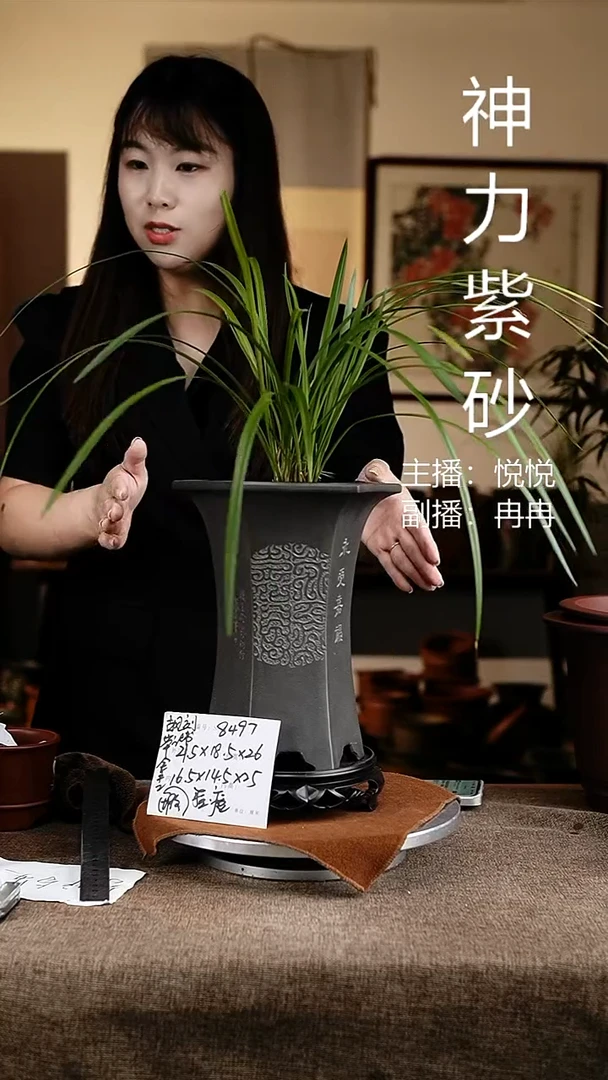 紫砂花盆花卉工艺8497+s微瑕