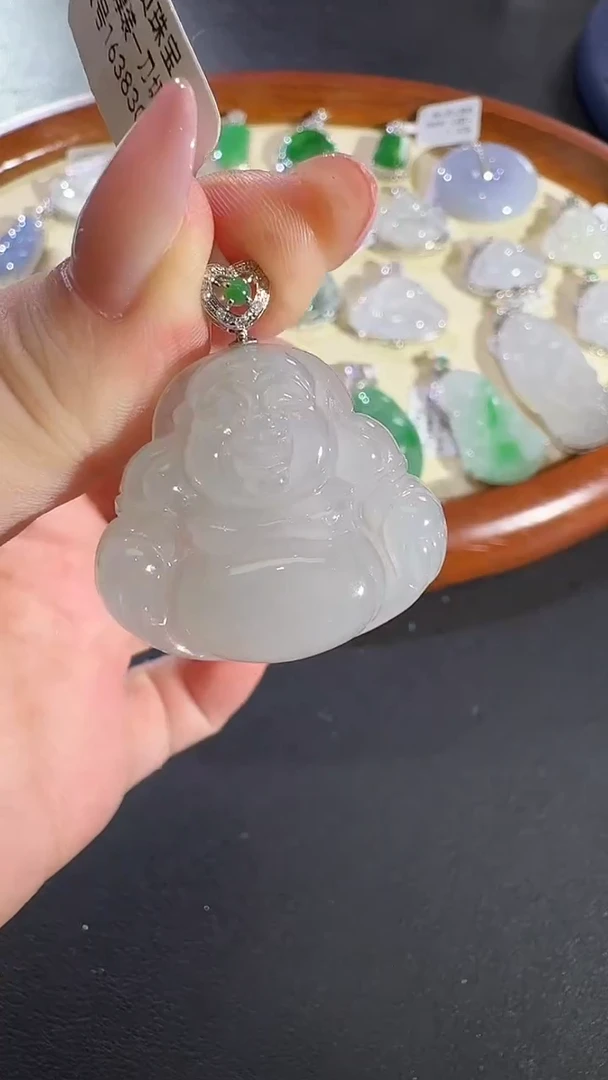 翡翠18K金镶嵌吊坠(不含链)【源头工厂】钻石镶嵌