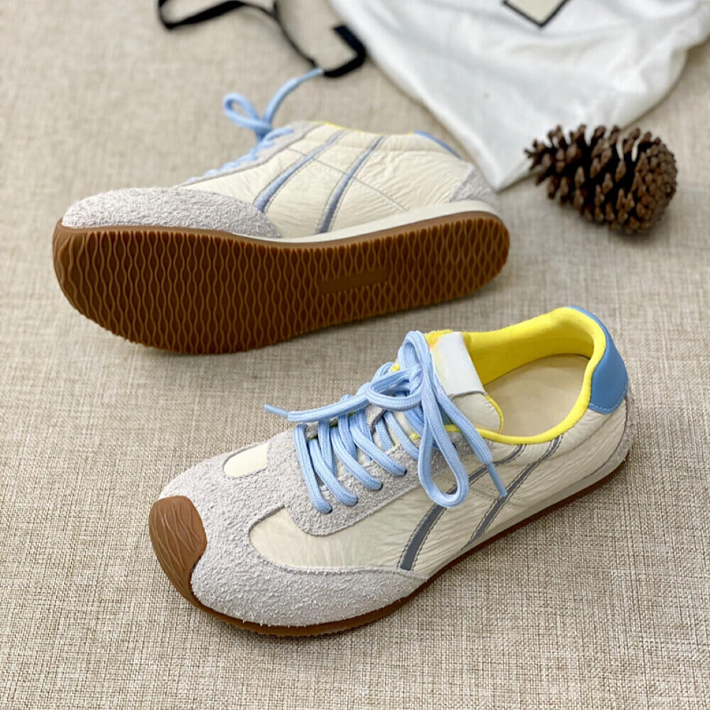 拉夏贝尔厚底德训鞋女2025秋冬新款拼色阿甘鞋运动鞋轻便舒适休闲