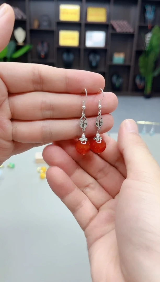 银S925镶嵌耳饰玛瑙/玉髓230001