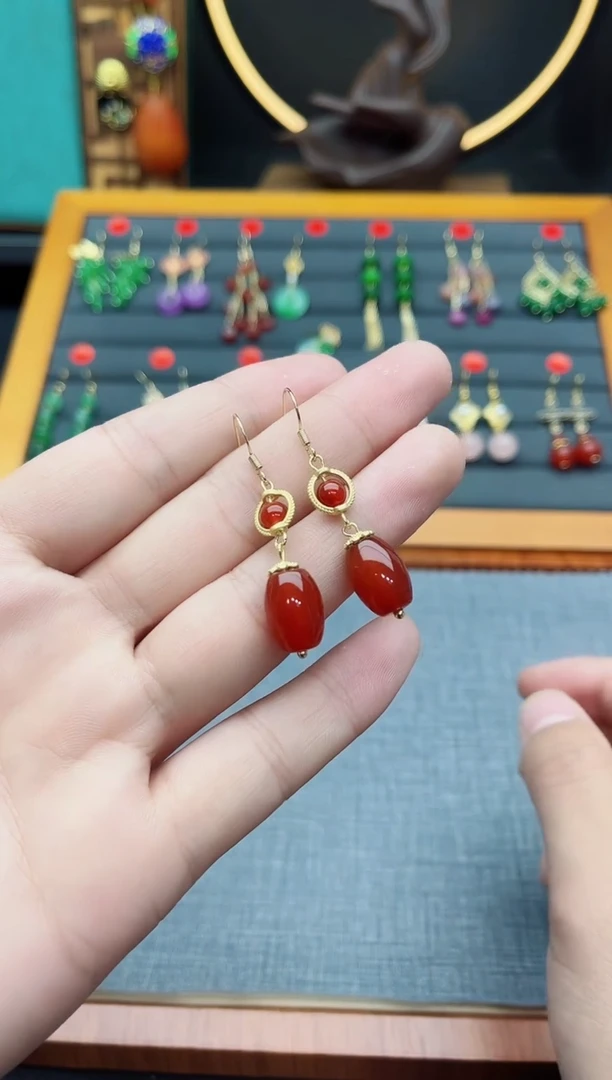 【闪购商品】南红玛瑙耳饰银S925镶嵌525000