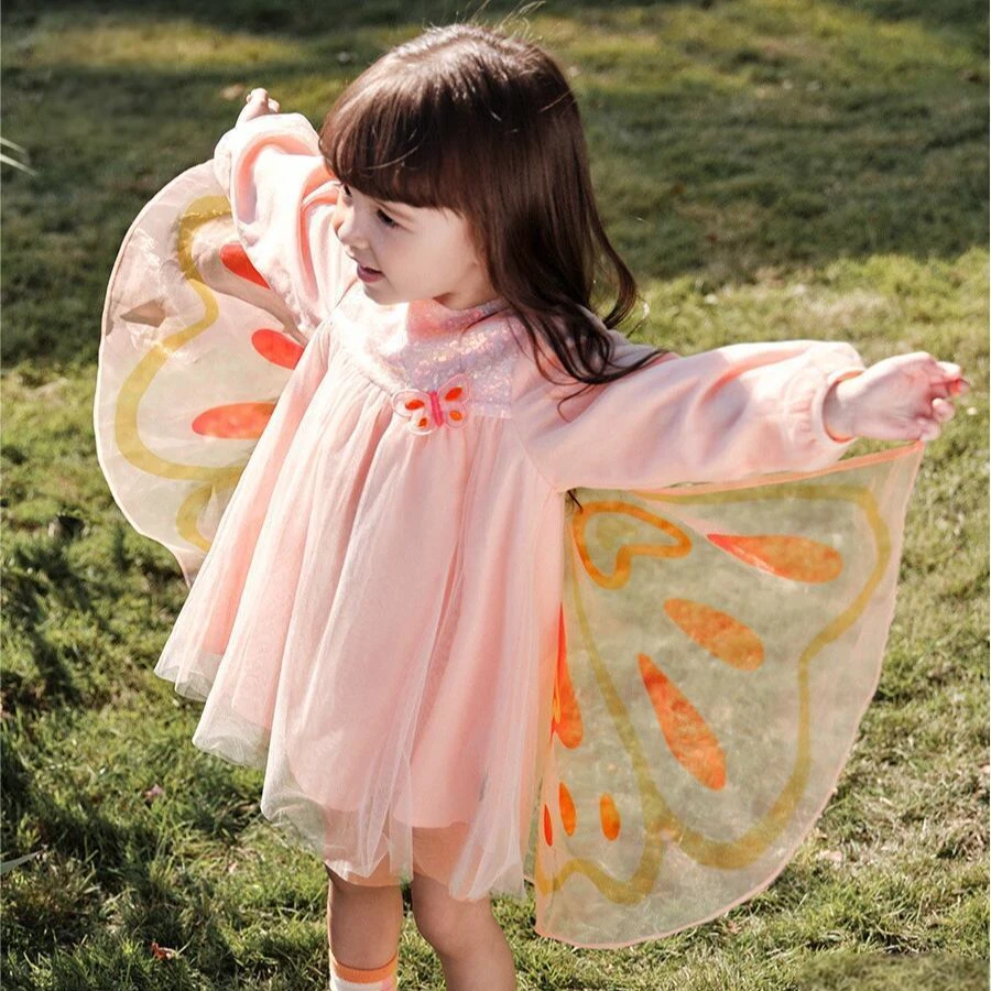 2025春秋新款女童宝宝连衣裙气质公主表演蝴蝶仙女裙子