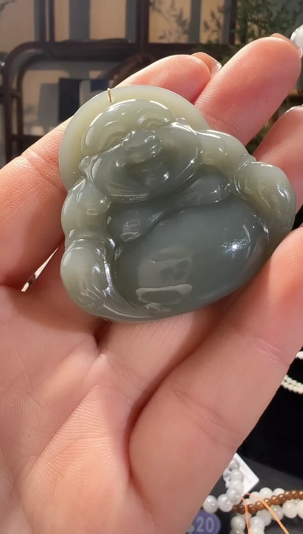吊坠(赠链)未镶嵌和田玉新疆和田玉且末料弥勒佛吊坠