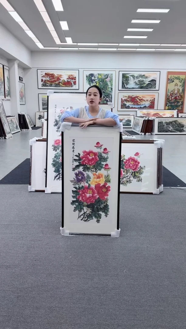 国画手绘 花开富贵 180*90