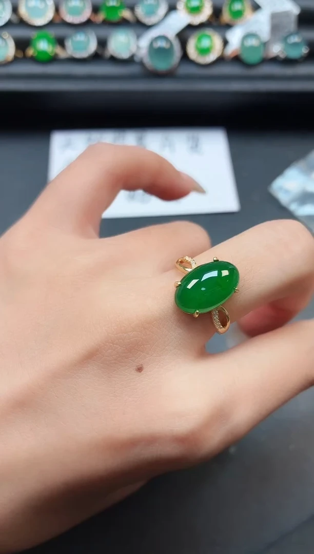 翡翠戒指银S925镶嵌1111