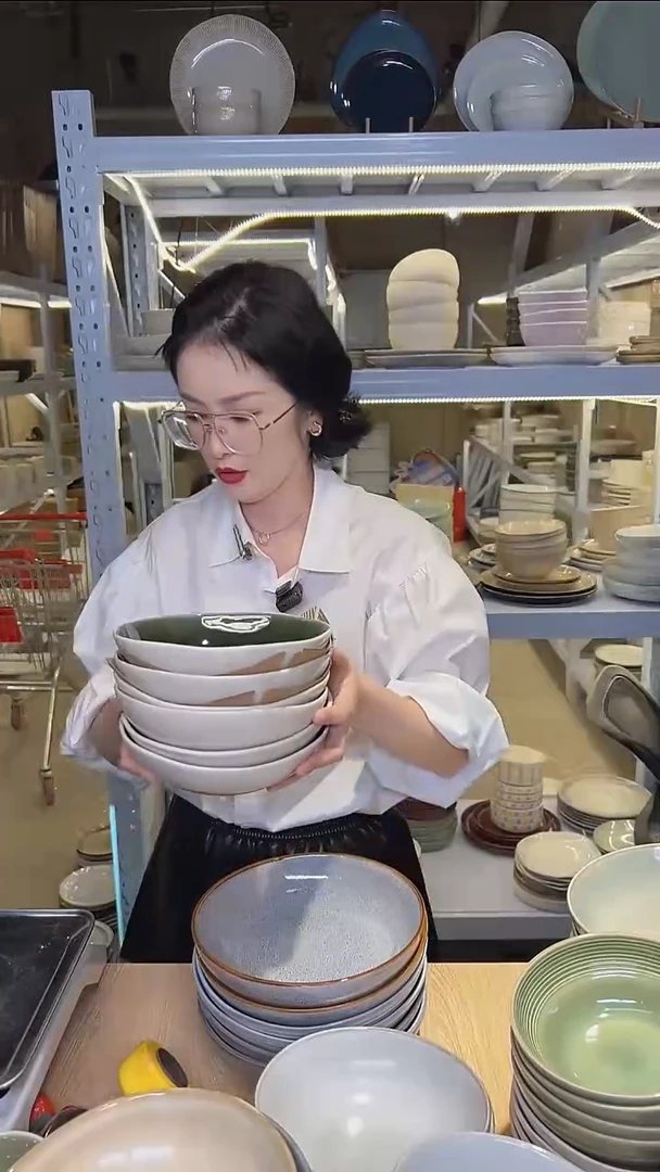 瓷130外贸尾货高温釉下彩陶瓷餐具默认微瑕