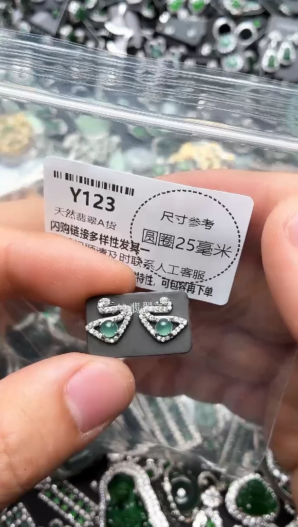 翡翠未镶嵌颈饰Y123耳钉