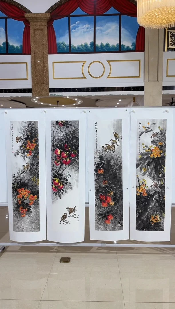国画商老师四条屏1