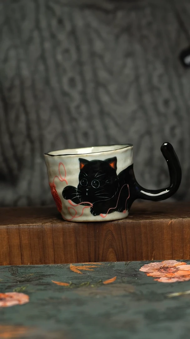 杯釉下彩手工手绘同款陶器