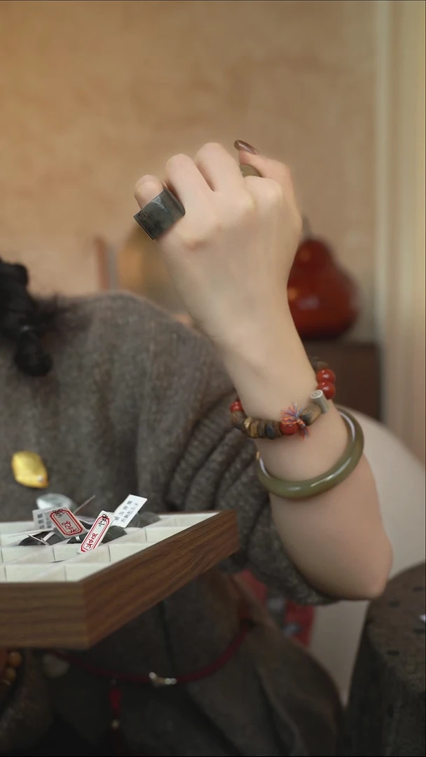 未镶嵌戒指和田玉青花-15