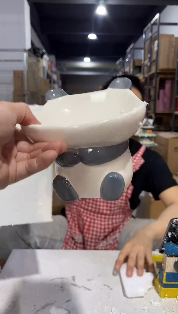 瓷片陶瓷b款熊猫狗粮碗