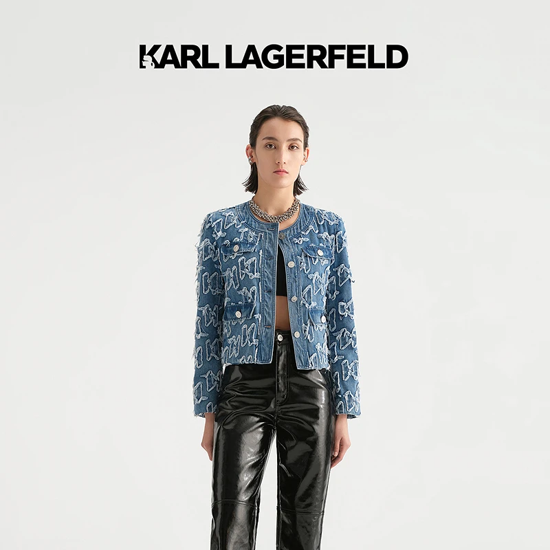 【婷婷专属】KARLLAGERFELDKL毛边贴布牛仔夹克236L1441