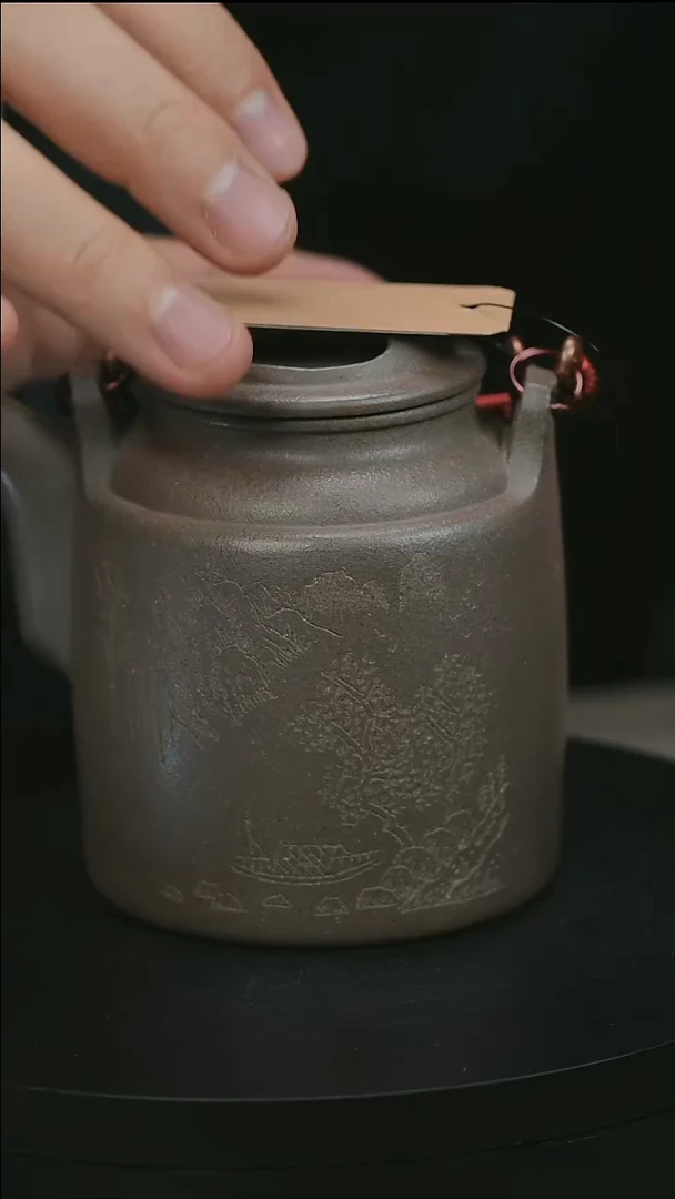 茶壶紫砂H1700范菊芳青灰老段牛盖提梁