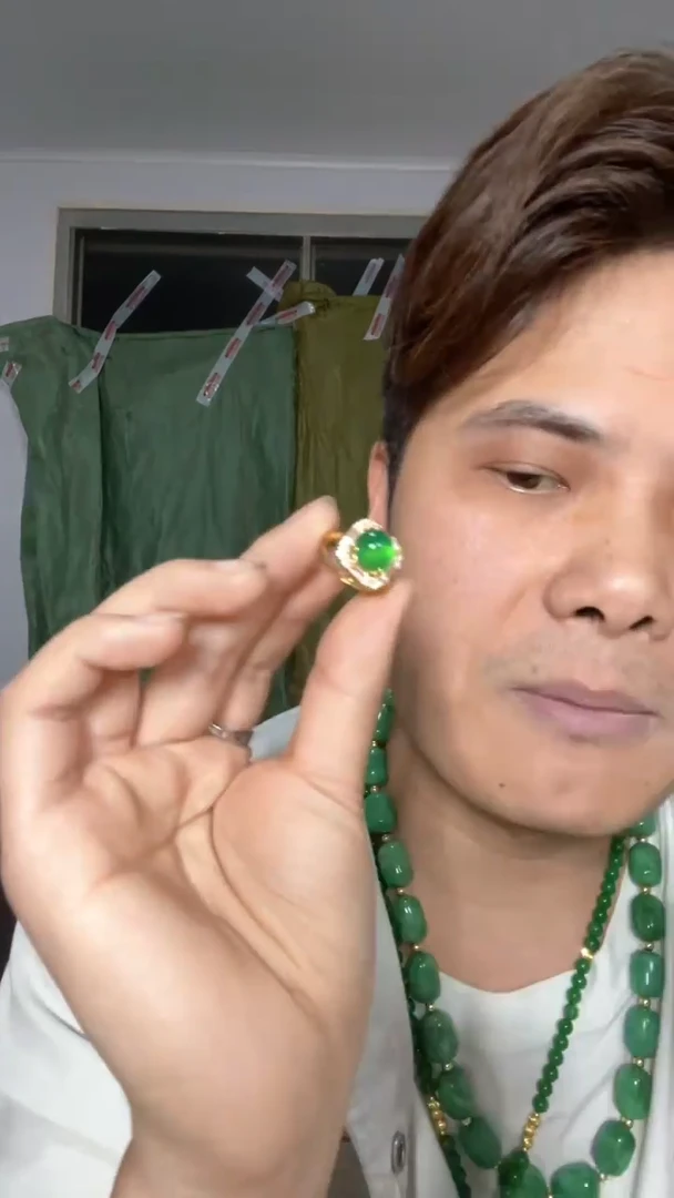 翡翠戒指未镶嵌【伍氏甄选】缅料镶嵌圆球戒指