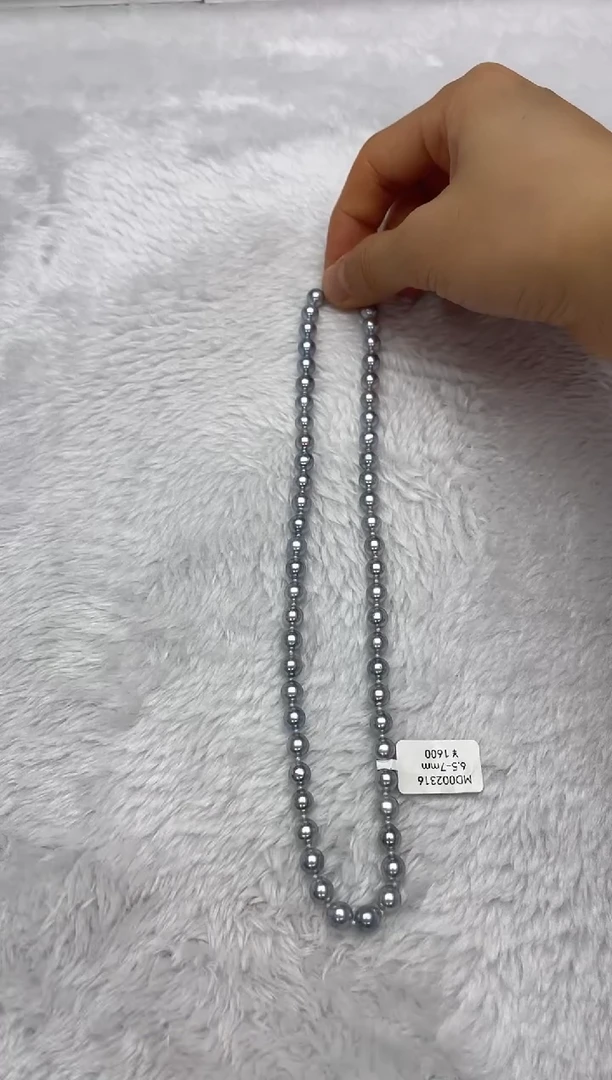 项链银S925镶嵌海水珍珠AK真多麻6.5-7mm
