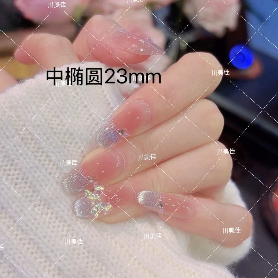 川美佳《银河微光》温柔美甲款星空猫眼蝴蝶结纯手工穿戴甲高级感