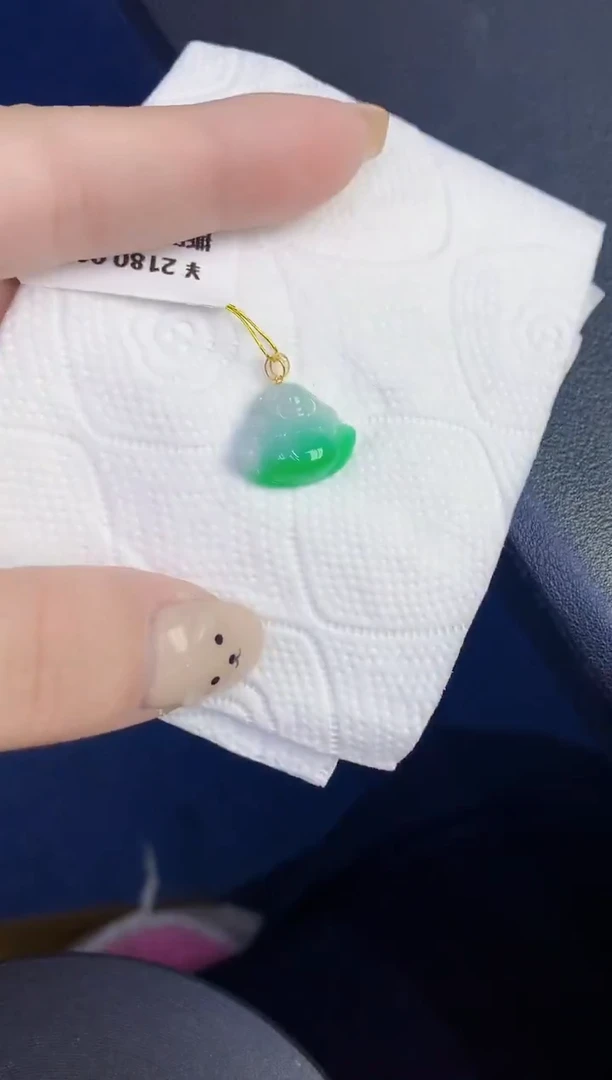 颈饰18K金镶嵌翡翠缅甸天然翡翠A货