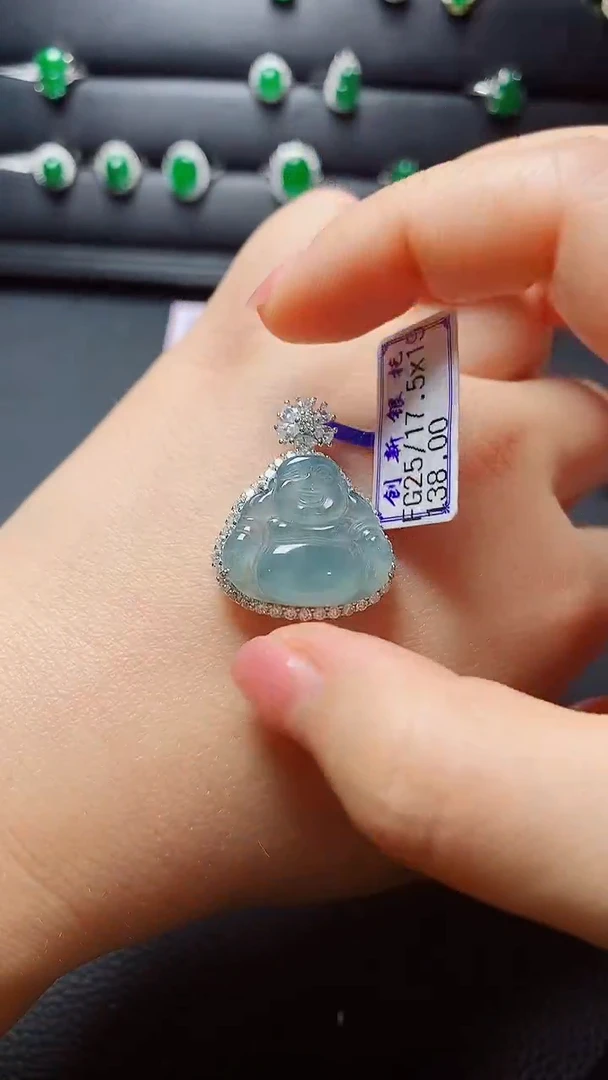 银S925镶嵌戒指翡翠  天然翡翠A货s925银镶