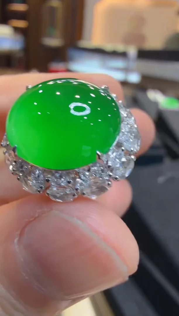 18K金镶嵌戒指翡翠葵*分单