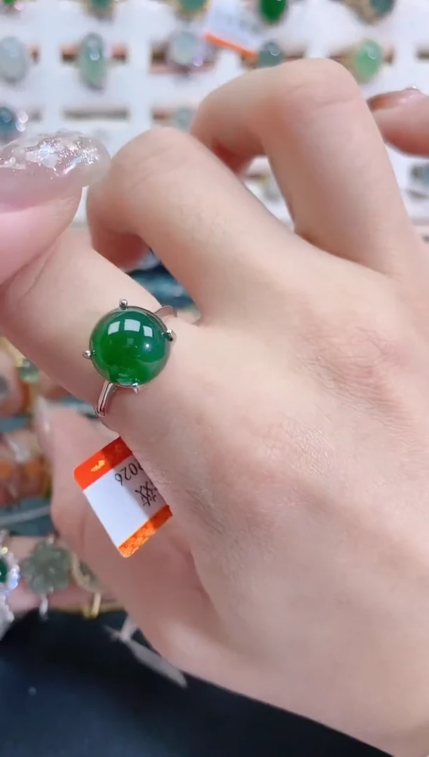 银S925镶嵌戒指翡翠天然翡翠