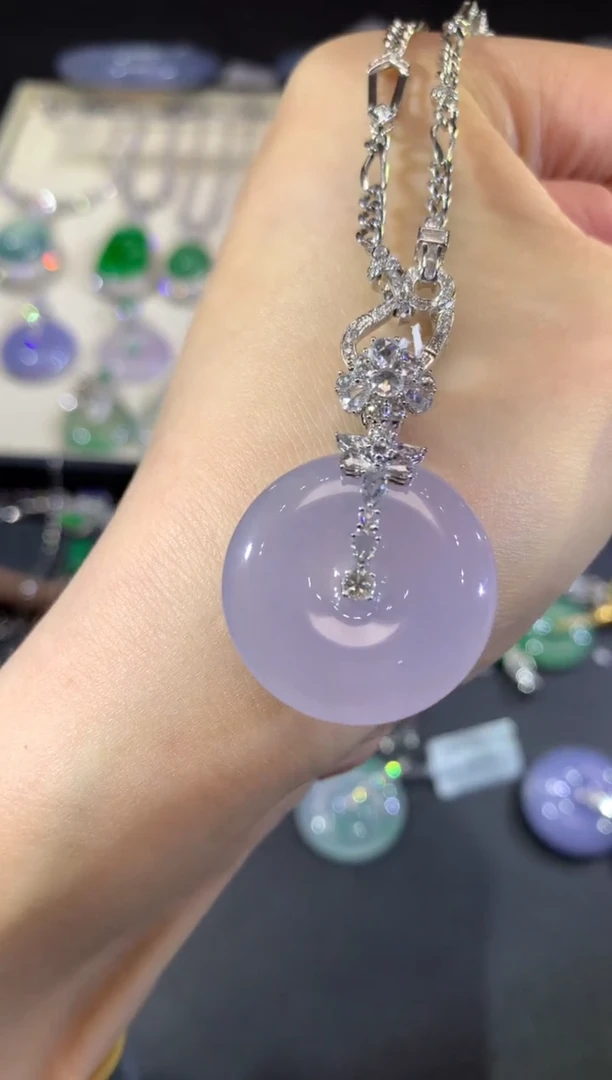 吊坠(不含链)18K金镶嵌翡翠43-扣子（不含链和扣