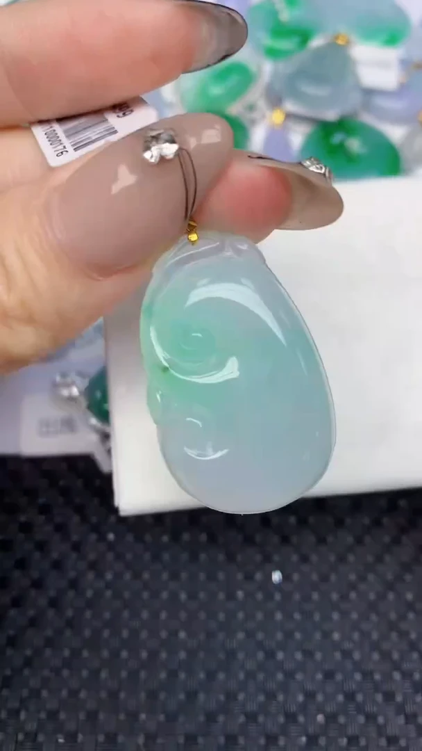 颈饰18K金镶嵌翡翠天然缅甸翡翠a货百元以上9元证书费自理