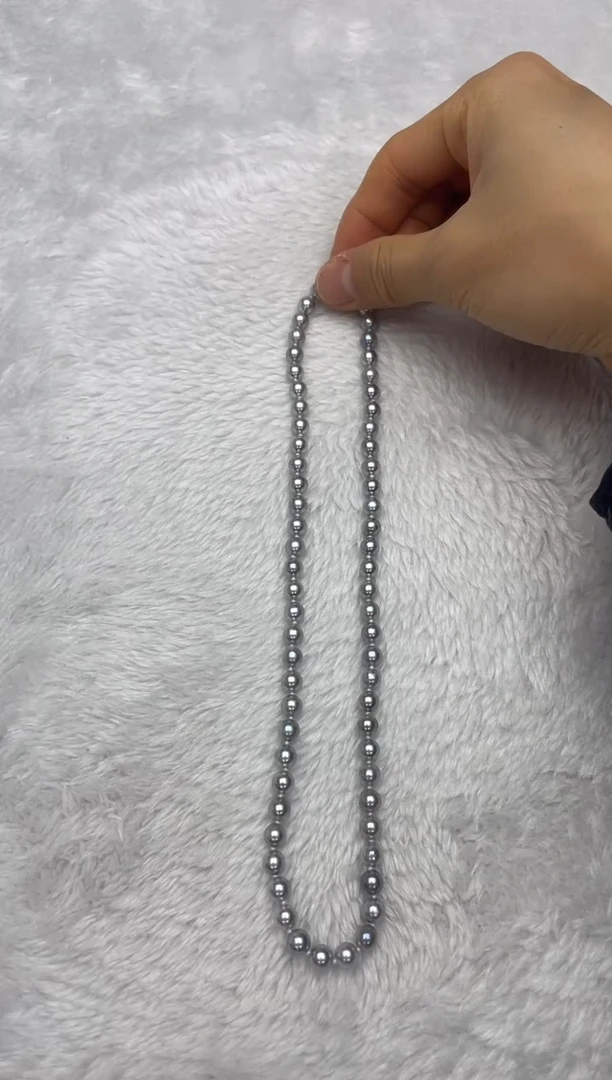 项链银S925镶嵌海水珍珠AK真多麻6-6.5mm