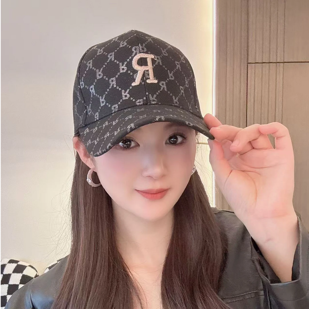 鸭舌帽女帽子美式复古贝雷鸭舌帽网红韩版春夏百搭字母R时尚户外